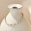 Brass Pave Clear Cubic Zirconia Rectangle & Flat Round Link Bracelets BJEW-YWC0002-02G-3