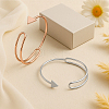2Pcs 2 Colors Alloy Cuff Bangles for Women BJEW-HY0002-06-3