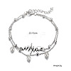 Alloy Heartbeat & Plastic Pearl Bead Tassel Double Layer Anklets for Women FS-WG27204-01-3