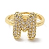 Rack Plating Letter Brass Micro Pave Clear Cubic Zirconia Adjustable Rings for Women KK-S391-03G-M-1