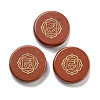 Natural Red Jasper Flat Round with Chakra Sign Figurines Display Decorations DJEW-K025-01A-1