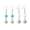 2Pair 2 Style Synthetic Turquoise & Howlite with Yin Yang Long Dangle Earrings EJEW-JE04962-03-1