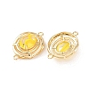 Brass with Glass Connector Charms KK-Z141-13G-3