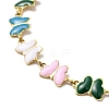 Colorful Enamel Butterfly Link Chain Bracelet BJEW-C023-04G-2