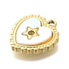 Ion Plating(IP) 304 Stainless Steel Pave Shell Heart with Star Charms STAS-K263-68G-2