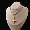 304 Stainless Steel Upside Down Cross Pendant Box Chain Necklaces NJEW-NH0001-07G-5