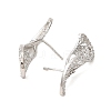 DNA Sequences Shape Brass Micro Pave Cubic Zirconia Stud Earrings EJEW-L270-14P-2