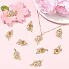 2Pcs 2 Colors Brass Micro Pave Cubic Zirconia with Resin Pendants KK-YW0004-47-4