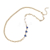 2Pcs 2 Colors Round White Shell Pearl & Heart 304 Stainless Steel Glass Link Chain Necklaces for Women NJEW-JN05594-5