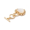 Heart Brass Clear Cubic Zirconia Toggle Clasps KK-G426-01G-4