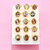 Jesus & Virgin Mary Theme Brass Micro Pave Clear Cubic Zirconia Cuff Rings for Women KK-D343-15G-2