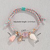 Bohemian Alloy Glass Teardrop and Natural Shell Charm Braided Cotton Cord Anklets for Women FS-WGB863D-01-4
