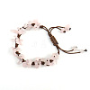 Natural Rose Quartz Chips Braided Bead Bracelet PW-WG69423-01-1