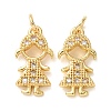 Brass Micro Pave Clear Cubic Zirconia Pendants CU-E003-03G-1