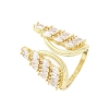 Brass Micro Pave Clear Cubic Zirconia Cuff Rings for Women RJEW-A062-02G-2
