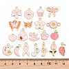 Pink Alloy Enamel Pendants AL-CBAABEF-02-3