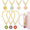 7Pcs 7 Colors Flower Alloy Enamel Cup Charms HJEW-GL00001-1