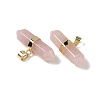 Natural Rose Quartz Double Terminal Pointed Pendants G-NH0001-15G-07-2