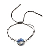 Natural Gemstone Pi Disc Braided Bead Bracelet for Women BJEW-JB08307-4