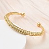 Brass Coiled Wire Cuff Bangles for Women BJEW-C157-02G-2
