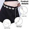 2Pcs 2 Colors Alloy Oval with Flower Link Chain Waist Belly Chains for Women AJEW-HS0001-31-4