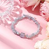 Electroplated Hexagon Prism Natural Quartz Chip Beaded Stretch Bracelets fo Women BJEW-JB10756-02-2