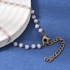 304 Stainless Steel with Glass Faceted Rondelle Bead Handmade Link Chain Birth Stone Necklaces for Women NJEW-G195-01G-04-2