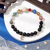 Round Natural Mixed Gemstone Beads Stretch Bracelets BJEW-JB11239-1