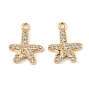 Brass Micro Pave Clear Cubic Zirconia Charms KK-C155-24G-1