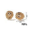 Shiny Lion Head Stud Earrings Fashionable Rhinestone Ear Jewelry SI6328-1-1