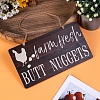 Wooden Rectangle with Word Farm Fresh Butt Nuggets Pendant Decoration PW-WGE1C63-01-2