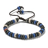 Disc Dyed Natural Lava Rock Adjustable Braided Beaded Bracelet BJEW-G691-01D-1