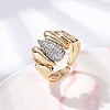 Brass Micro Pave Clear Cubic Zirconia Cuff Finger Rings for Women RJEW-C116-16G-2