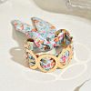 Floral Fabric Iron Cuff Bangles for Women FS-WG41D7B-06-1
