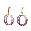 Natural Amethyst & Natural Rhodonite & Natural Ruby Faceted Round & Natural Cultured Freshwater Pearl Bead & 304 Stainless Steel Stud Dangle Earrings EJEW-JE07229-02-2