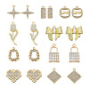 Spritewelry 18Pcs 9 Style Alloy Crystal Rhinestone Pendants FIND-SW0001-30-12