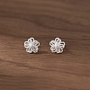 925 Sterling Silver Flower Stud Earrings EJEW-Q030-03S-1