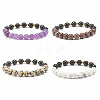 Natural Wood & Stone Round Beaded Stretch Bracelet BJEW-JB07817-1