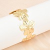 Brass Flower Cuff Bangles for Women BJEW-A090-01G-2