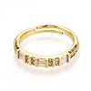 Brass Micro Pave Clear Cubic Zirconia Cuff Rings for Women KK-T070-116-2