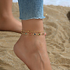 Fashionable Brass Cubic Zirconia Double Layer Women's Anklets in Real 18K Gold Plated Casual Style HU5590-3