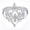 304 Stainless Steel Hollow Out Flower Adjustable Ring RJEW-T027-03P-3