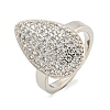 Real Platinum Plated Brass Micro Pave Clear Cubic Zirconia Cuff Rings RJEW-L113-018P-03-1