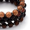 Natural Wood Beaded Stretch Bracelets Sets BJEW-JB05464-2