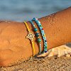 Summer Beach Style Adjustable Synthetic Green Turquoise Imperial Stone Beaded Bracelet Set UQ9789-2-2