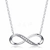 8-Shaped Rhodium Plated 925 Sterling Silver Cubic Zirconia Pendant Necklaces for Women NJEW-BB72241-8