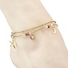 Ocean Faceted Rondelle Electroplate Glass 2-Strand 304 Stainless Steel Starfish Charm Anklets for Women AJEW-AN00793-01-2