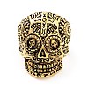 316 Stainless Steel Skull with Cross Finger Ring RJEW-C030-02A-AG-2