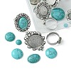 DIY Adjustable Oval/Half Round Synthetic Turquoise & Stainless Steel & Iron Finger Rings Making Kits DIY-FS0006-13-3