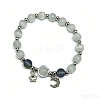 Moon Alloy Cat Eye & Natural Moonstone Round Beaded Charm Bracelets WG18D49-05-1